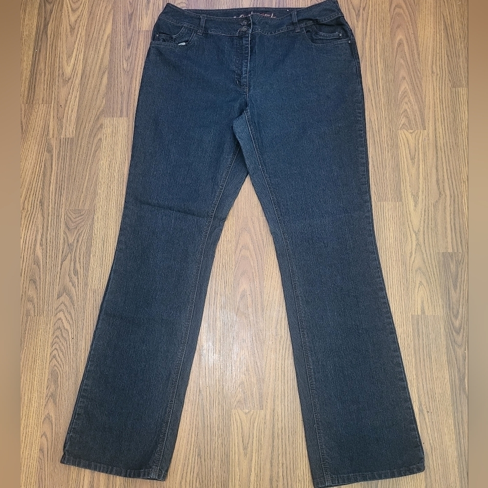 Contrast Womens Black Denim Jeans Size 15 Mid-Rise 32" Inseam Y2K Fashion B77